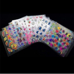 Stickere 3D Combinate  3DA39 Fluturi cu Flori comnbinate 6 folii